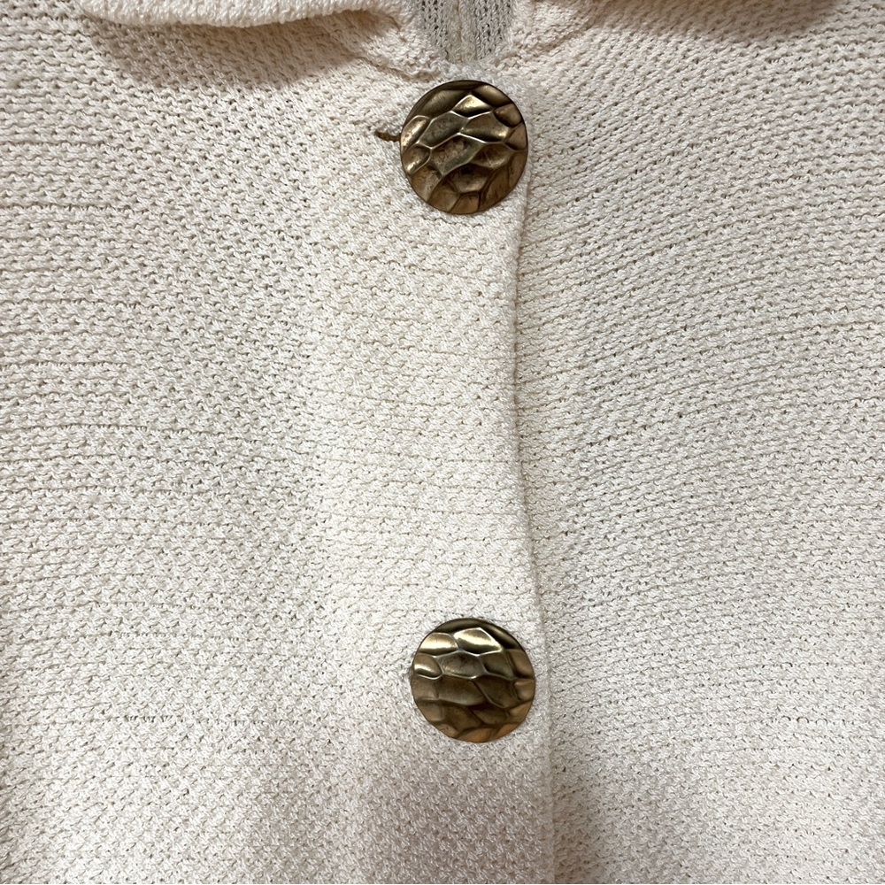 Cream Textured Button-Front Coat - Picture 5 of 5